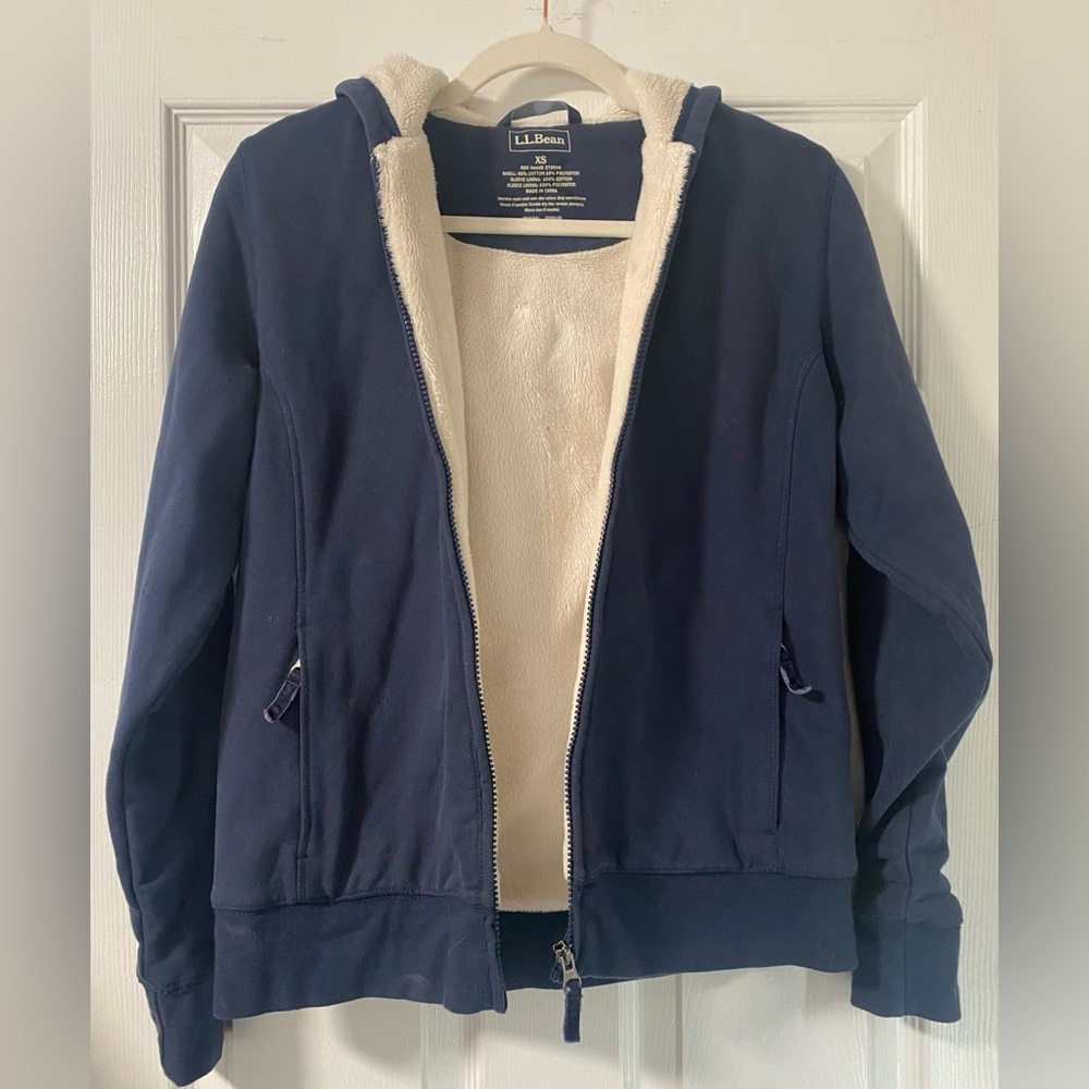 L.L. Bean Navy and Cream Teddy Jacket